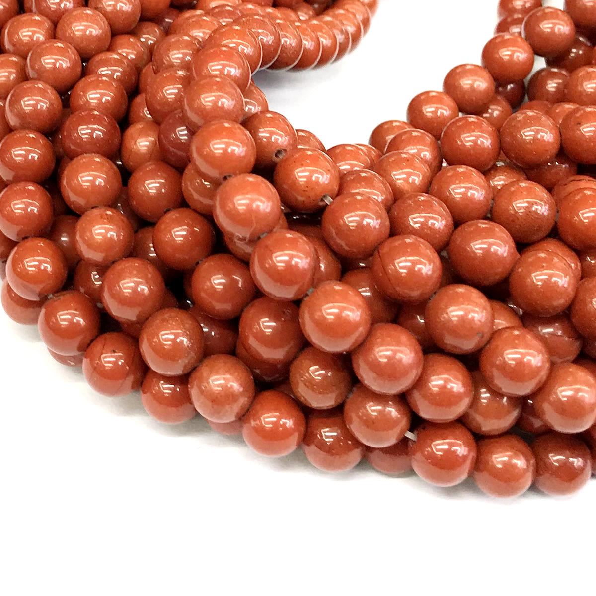 CJP430 Red Jasper Beads Smooth Round 12mm 15" Strand