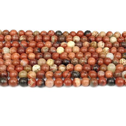 CJP431 Brecciated Jasper Beads Smooth Round 4mm 15" Strand