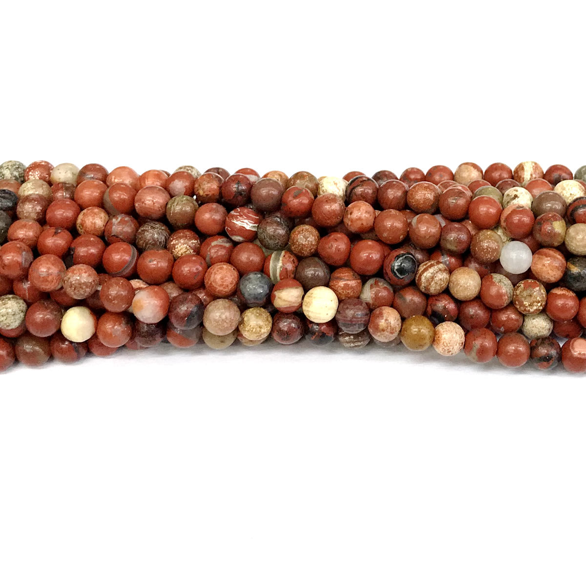 CJP431 Brecciated Jasper Beads Smooth Round 4mm 15" Strand