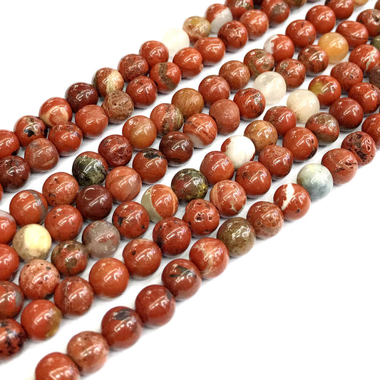 CJP432 Brecciated Jasper Beads Smooth Round 6mm 15" Strand