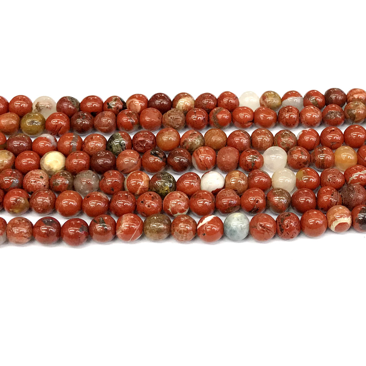 CJP432 Brecciated Jasper Beads Smooth Round 6mm 15" Strand