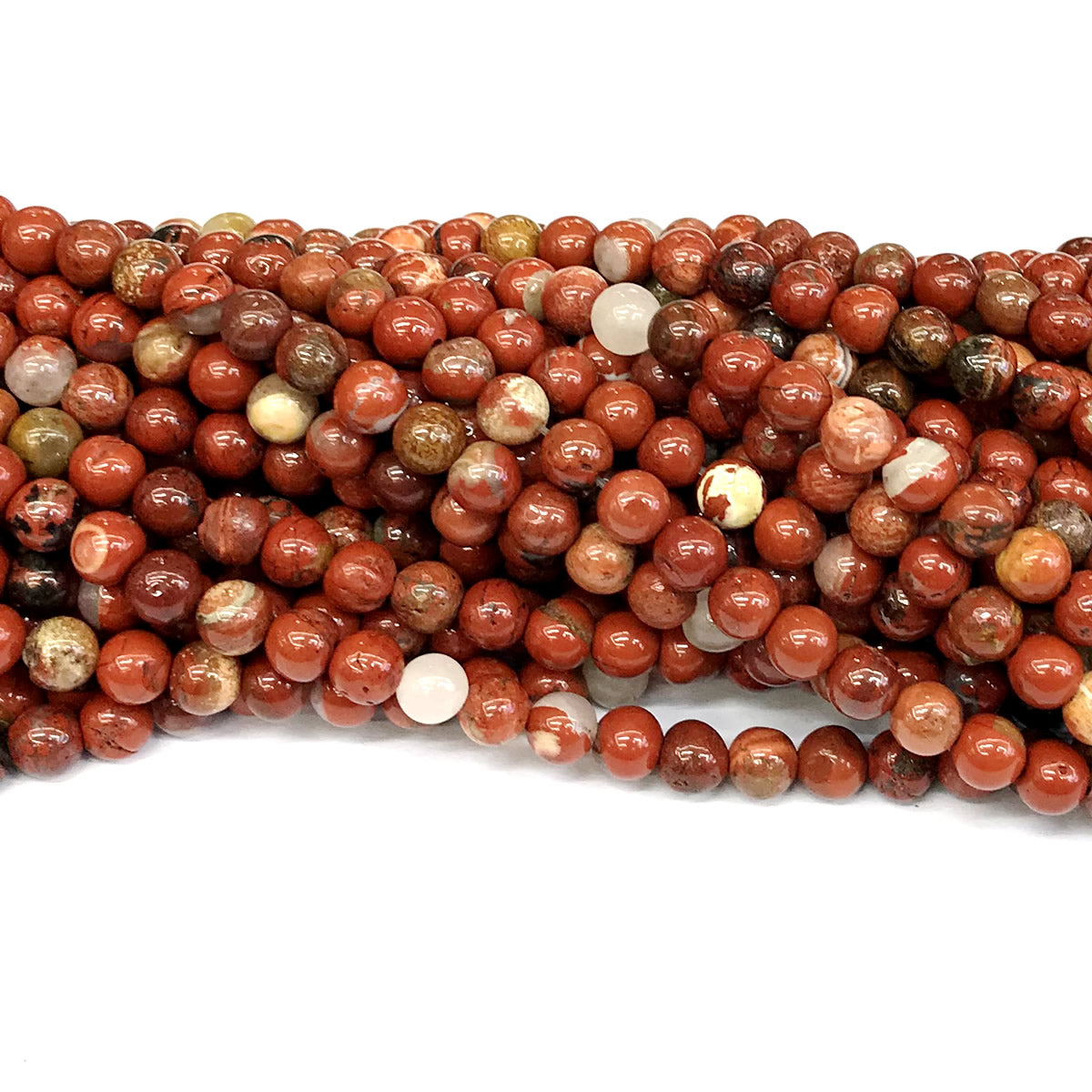 CJP432 Brecciated Jasper Beads Smooth Round 6mm 15" Strand