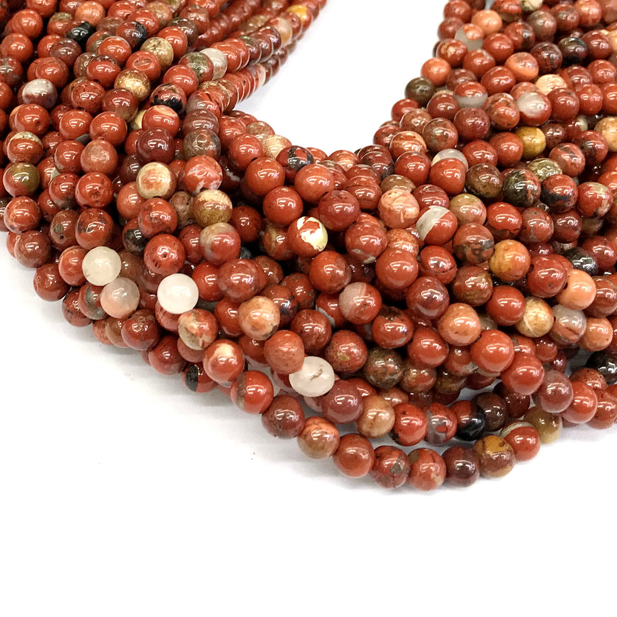 CJP432 Brecciated Jasper Beads Smooth Round 6mm 15" Strand