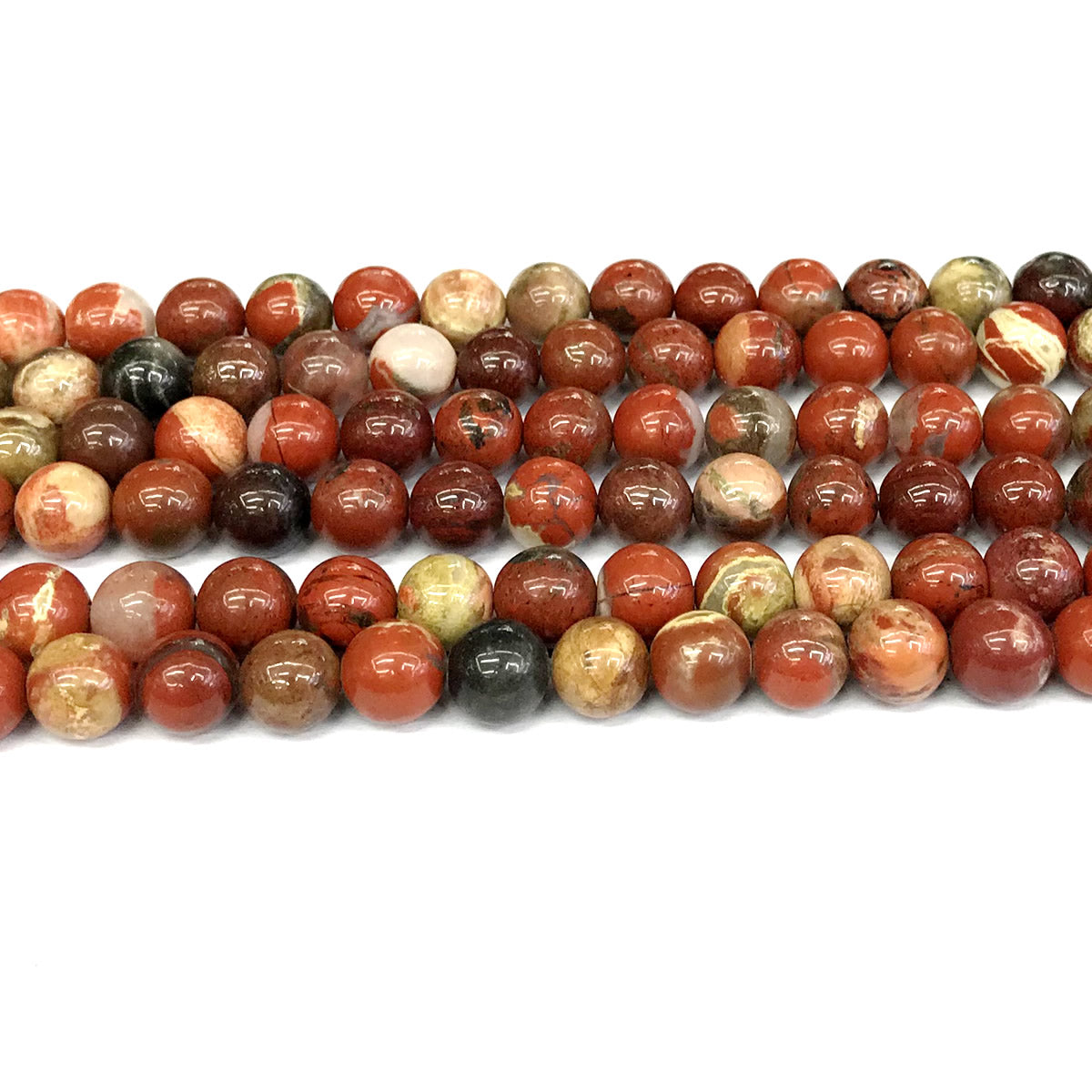 CJP433 Brecciated Jasper Beads Smooth Round 8mm 15" Strand