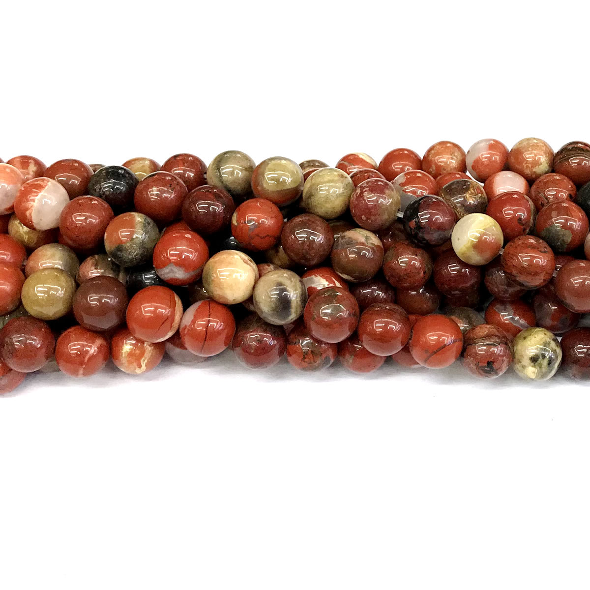 CJP433 Brecciated Jasper Beads Smooth Round 8mm 15" Strand