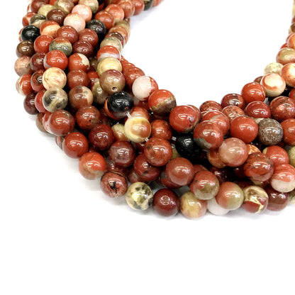 CJP433 Brecciated Jasper Beads Smooth Round 8mm 15" Strand