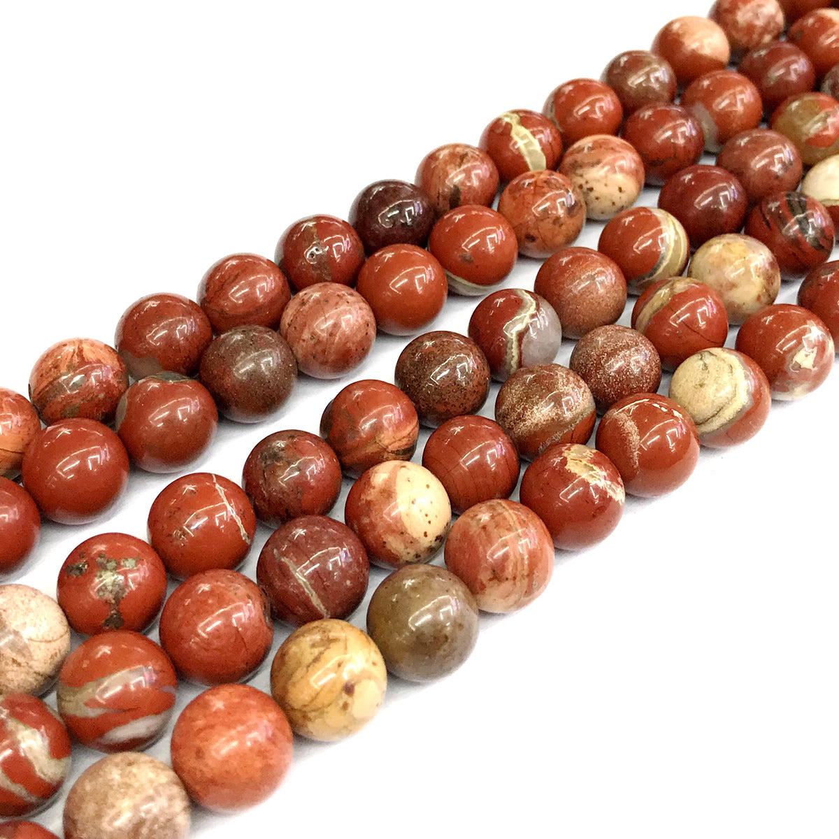 CJP434 Brecciated Jasper Beads Smooth Round 10mm 15" Strand