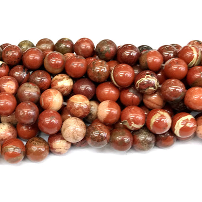 CJP435 Brecciated Jasper Beads Smooth Round 12mm 15" Strand