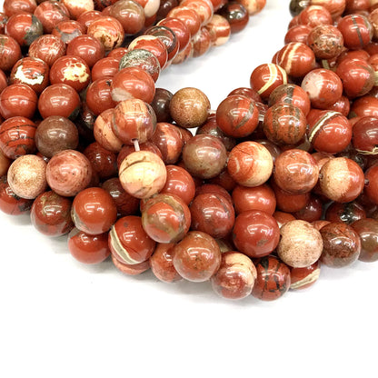 CJP435 Brecciated Jasper Beads Smooth Round 12mm 15" Strand