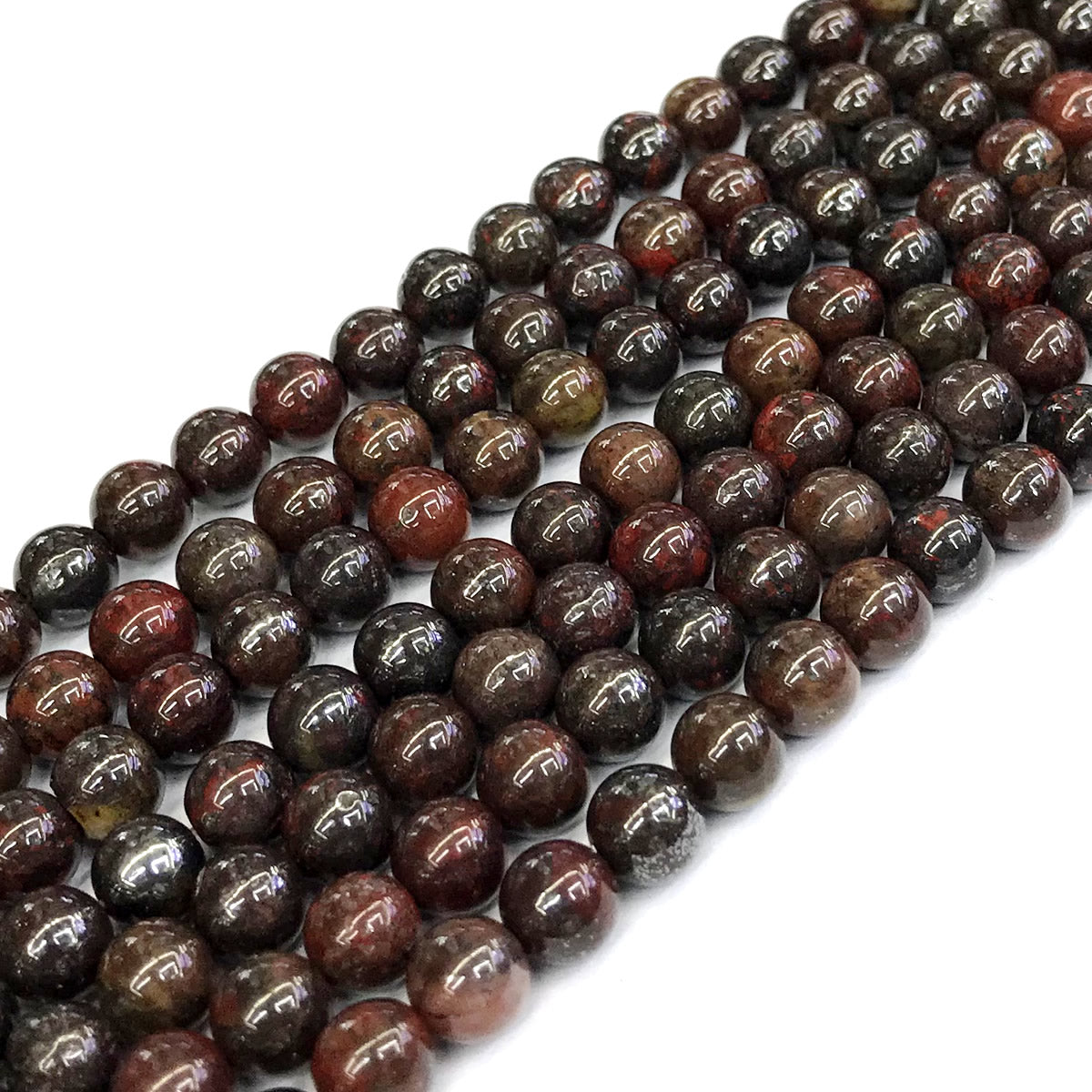 CJP441 Brecciated Jasper Beads Smooth Round 6mm 15" Strand