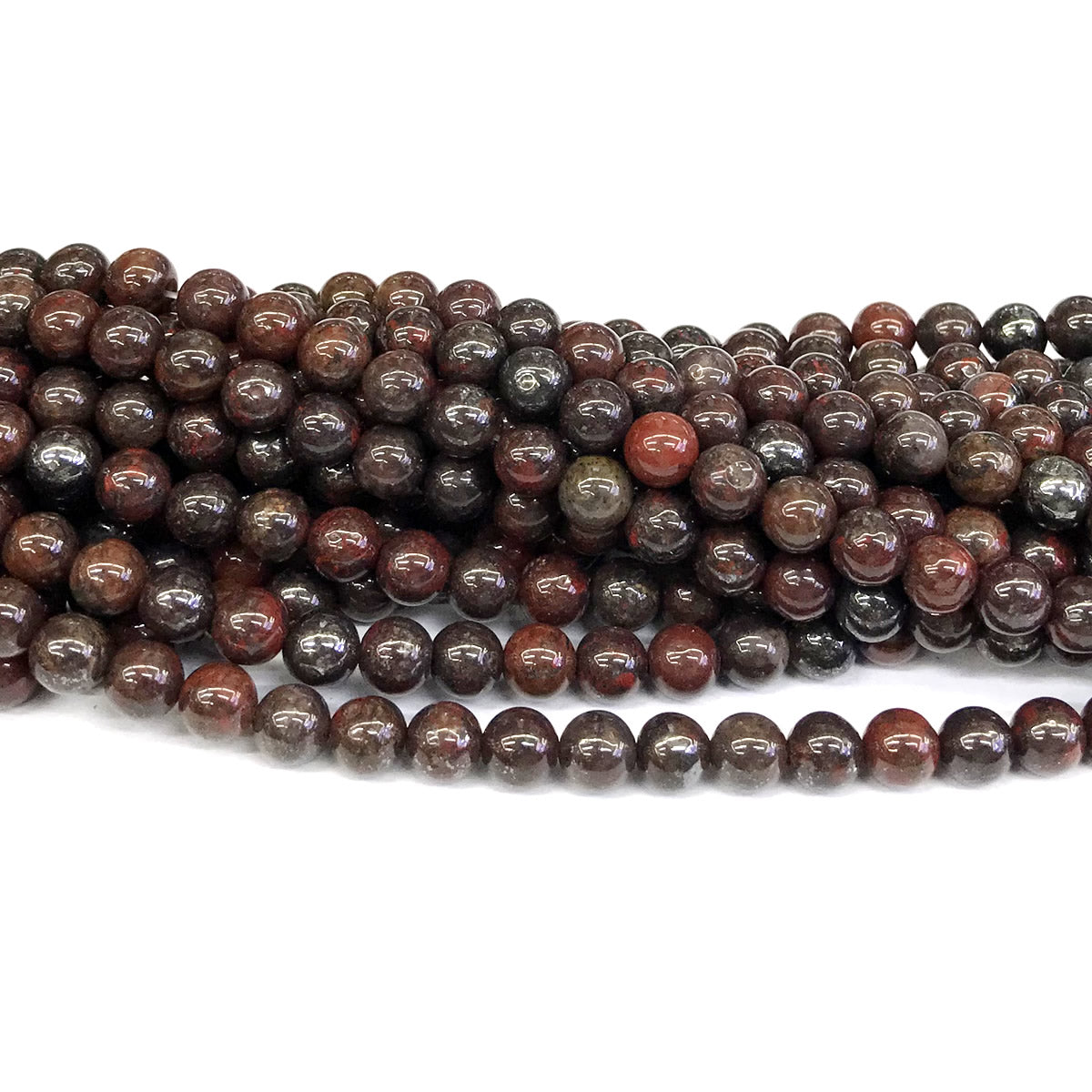 CJP441 Brecciated Jasper Beads Smooth Round 6mm 15" Strand