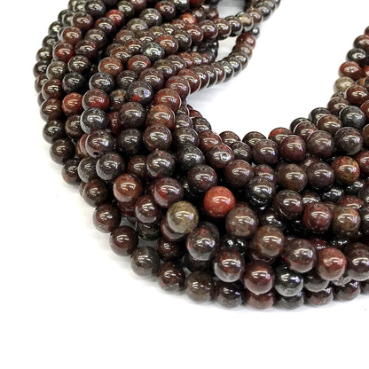 CJP441 Brecciated Jasper Beads Smooth Round 6mm 15" Strand