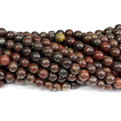 CJP442 Brecciated Jasper Beads Smooth Round 8mm 15" Strand