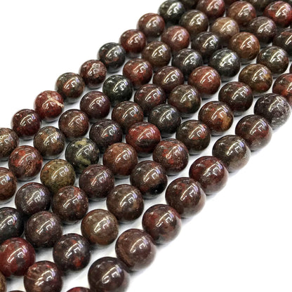 CJP444 Brecciated Jasper Beads Smooth Round 10mm 15" Strand