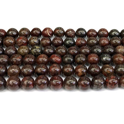 CJP444 Brecciated Jasper Beads Smooth Round 10mm 15" Strand