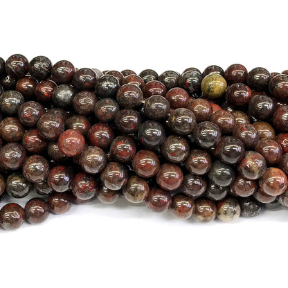 CJP444 Brecciated Jasper Beads Smooth Round 10mm 15" Strand