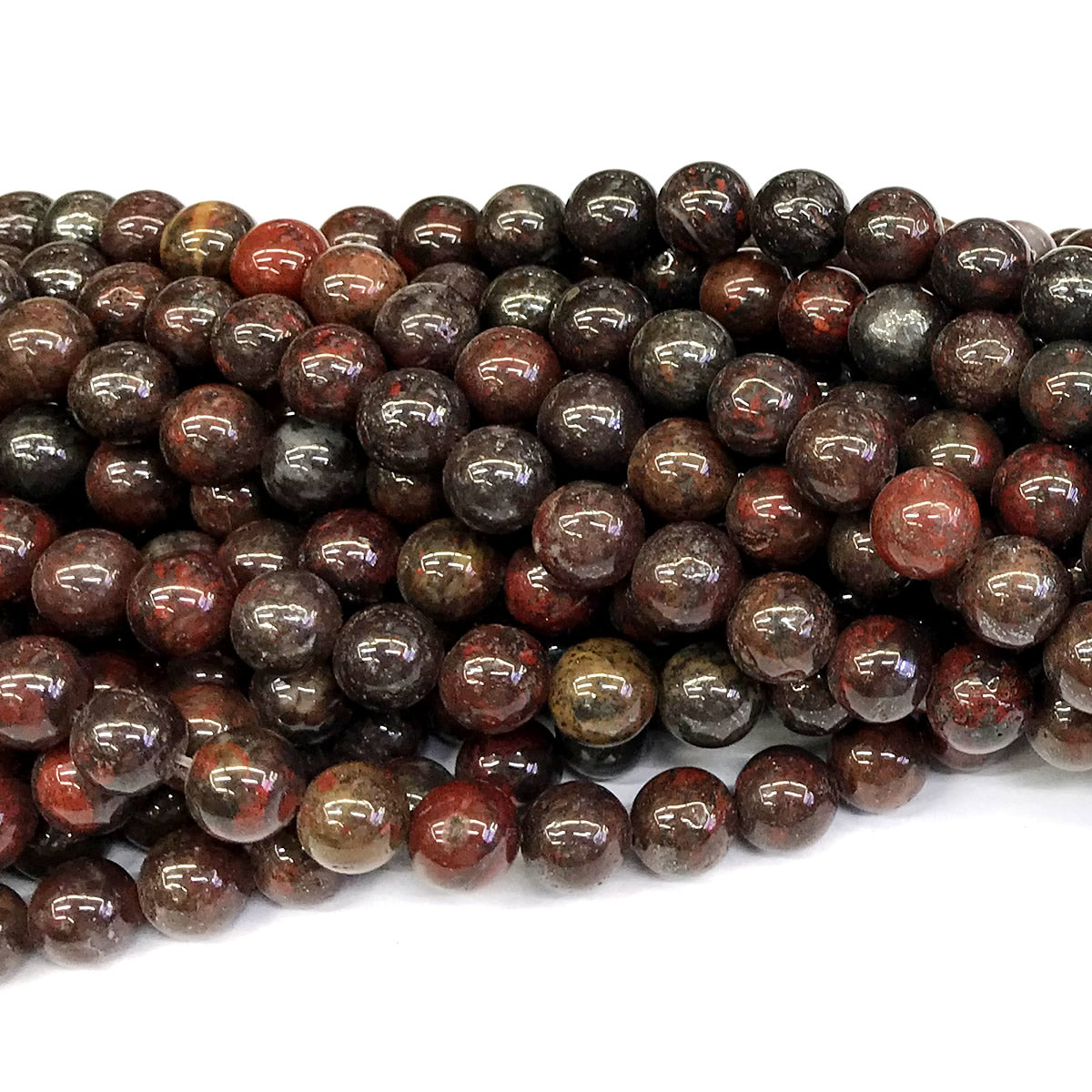 CJP445 Brecciated Jasper Beads Smooth Round 12mm 15" Strand