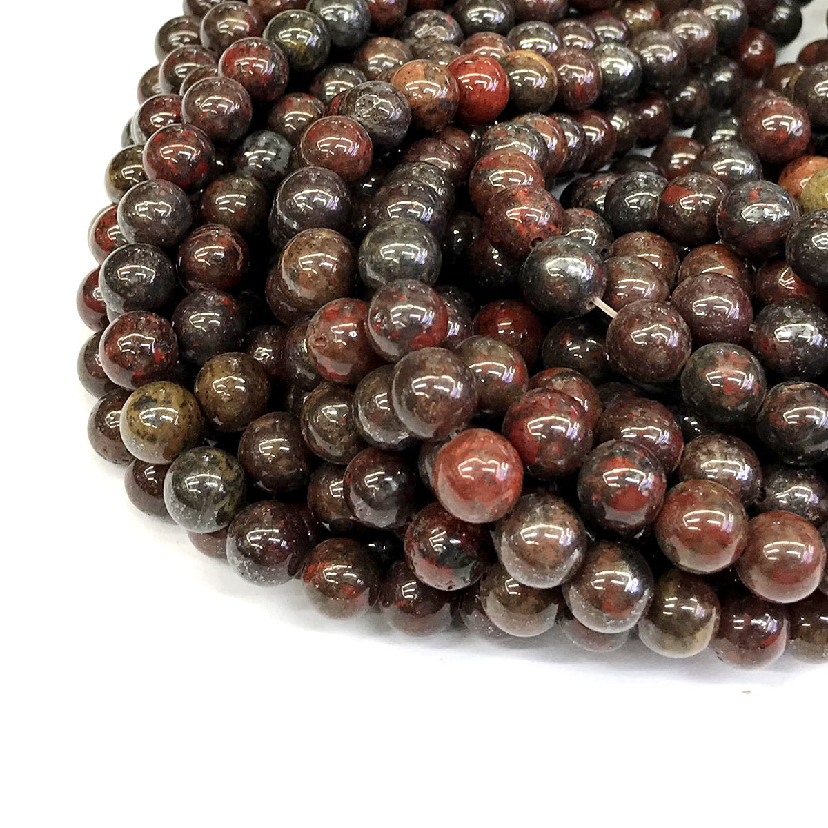 CJP445 Brecciated Jasper Beads Smooth Round 12mm 15" Strand