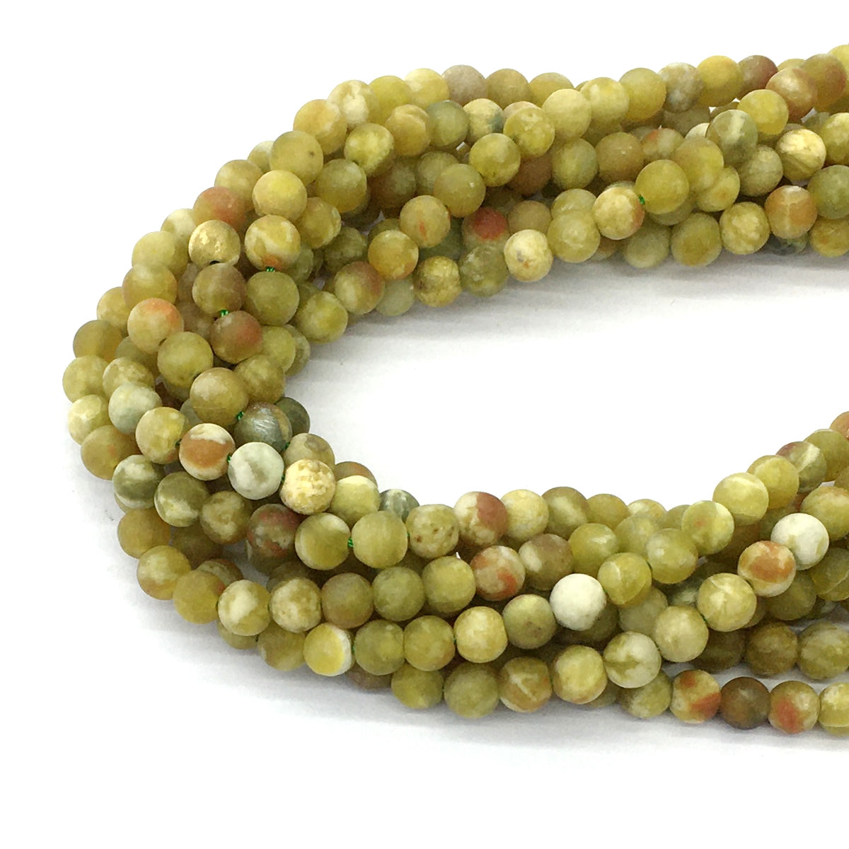 CJP451 Green Serpentine Jasper Beads Matte Round 6mm 15.5" Strand