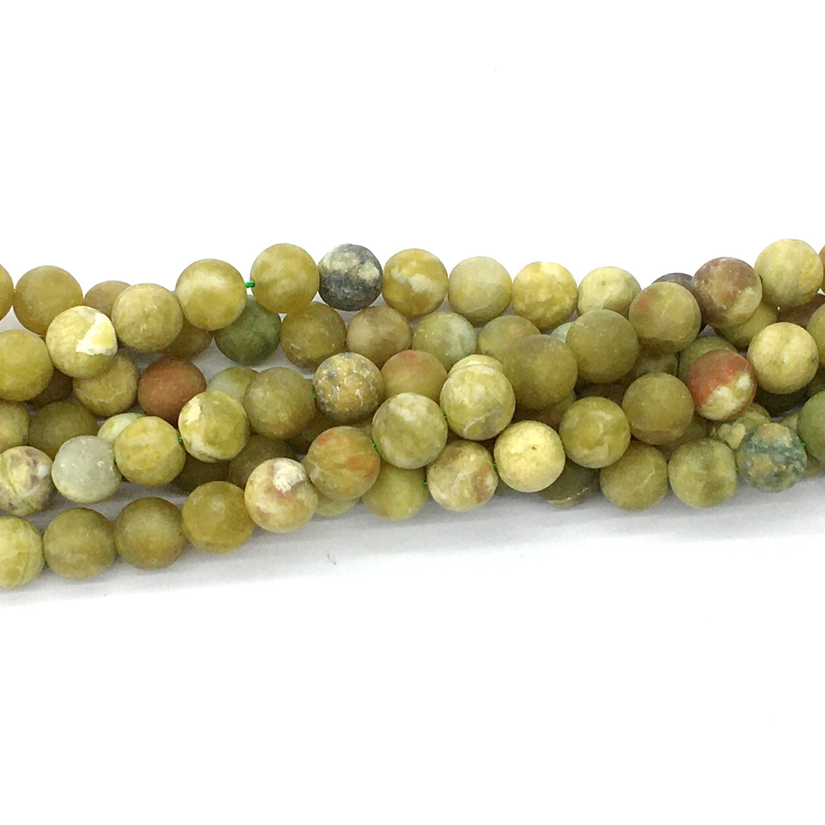 CJP452 Green Serpentine Jasper Beads Matte Round 8mm 15.5" Strand