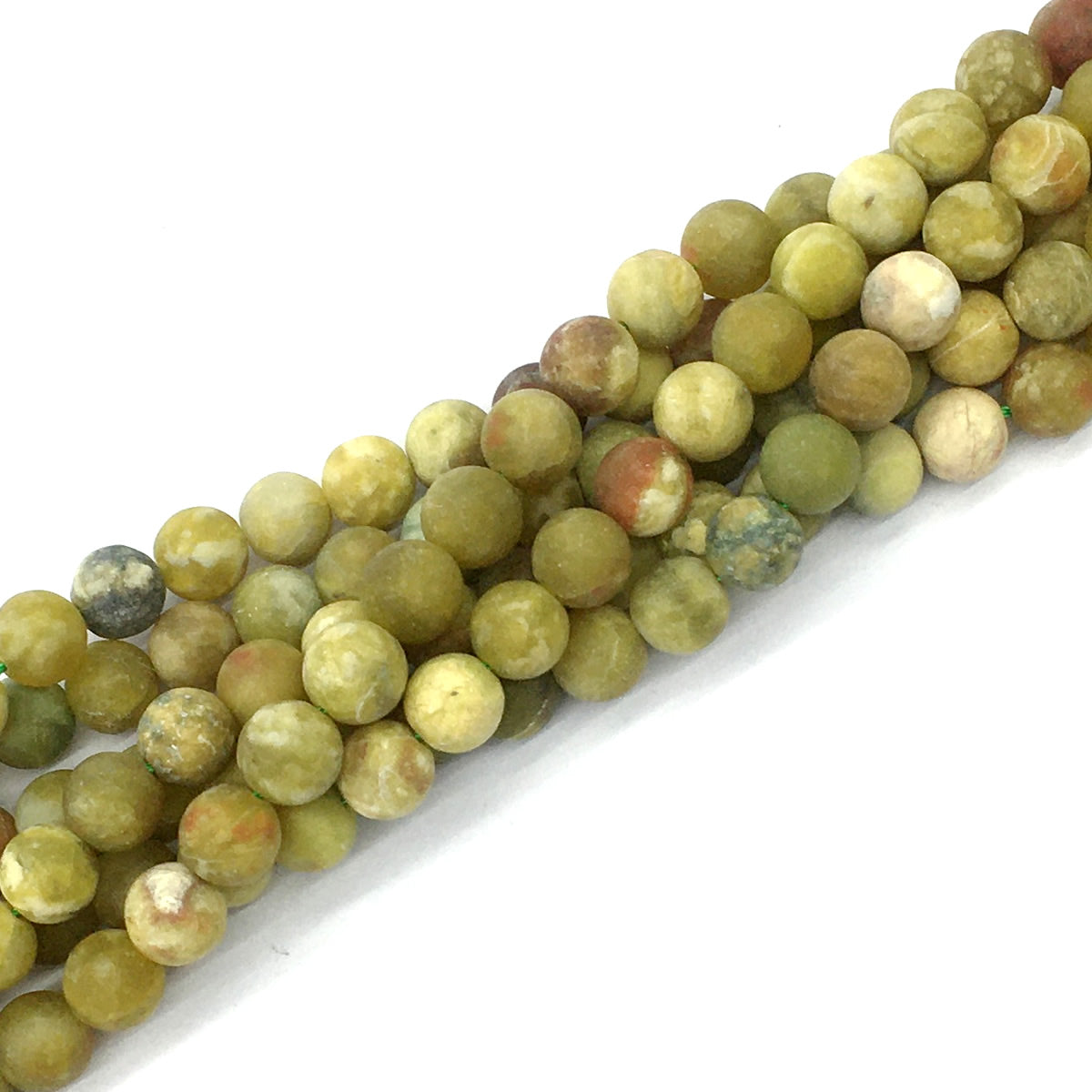 CJP452 Green Serpentine Jasper Beads Matte Round 8mm 15.5" Strand