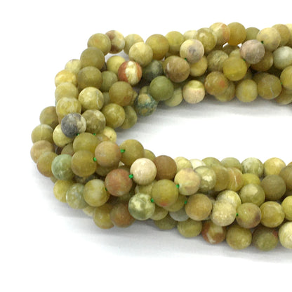 CJP452 Green Serpentine Jasper Beads Matte Round 8mm 15.5" Strand