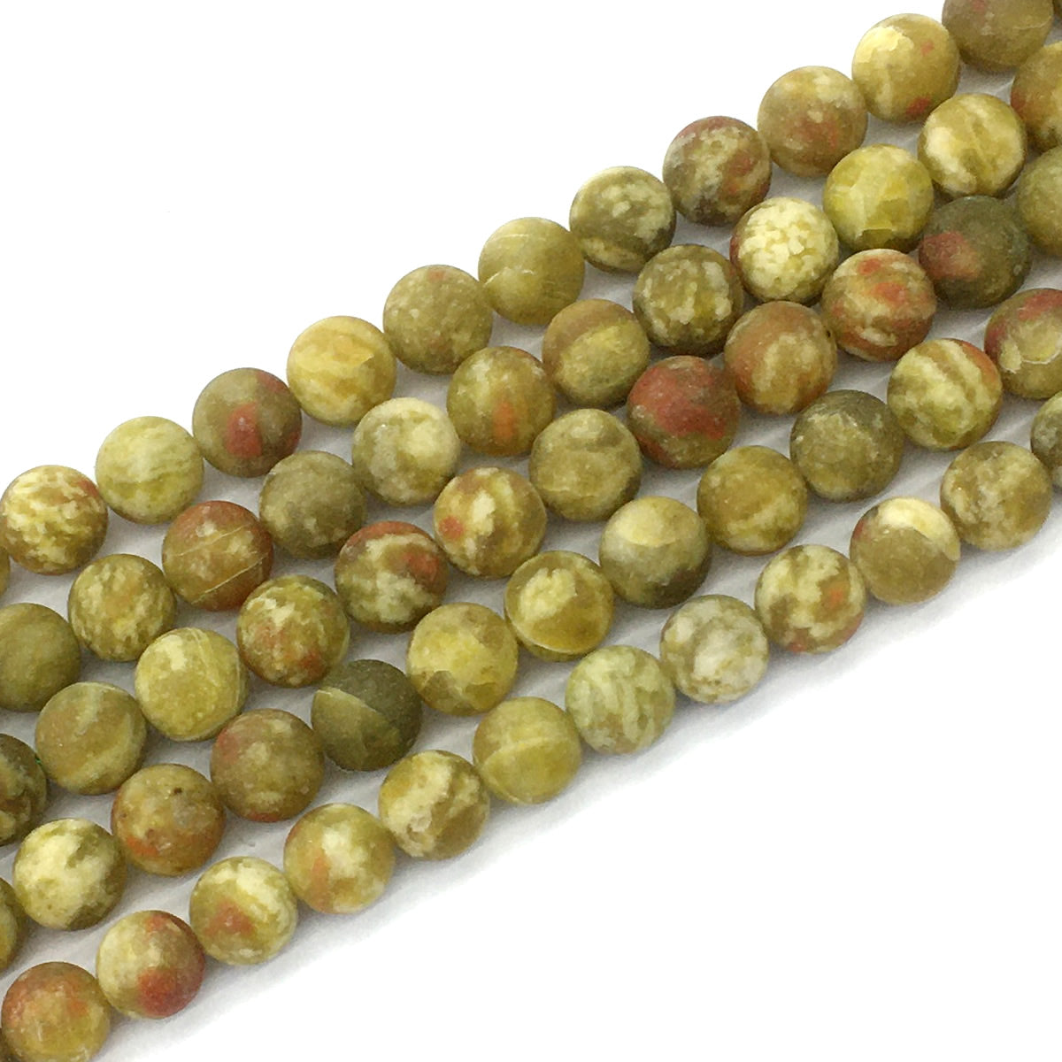 CJP453 Green Serpentine Jasper Beads Matte Round 10mm 15.5" Strand