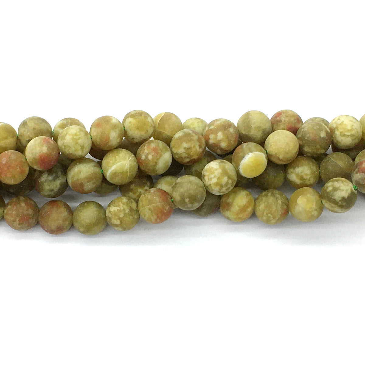 CJP453 Green Serpentine Jasper Beads Matte Round 10mm 15.5" Strand