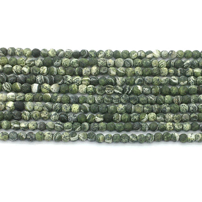 CJP458 Green Zebra Jasper Beads Matte Round 4mm 15.5" Strand