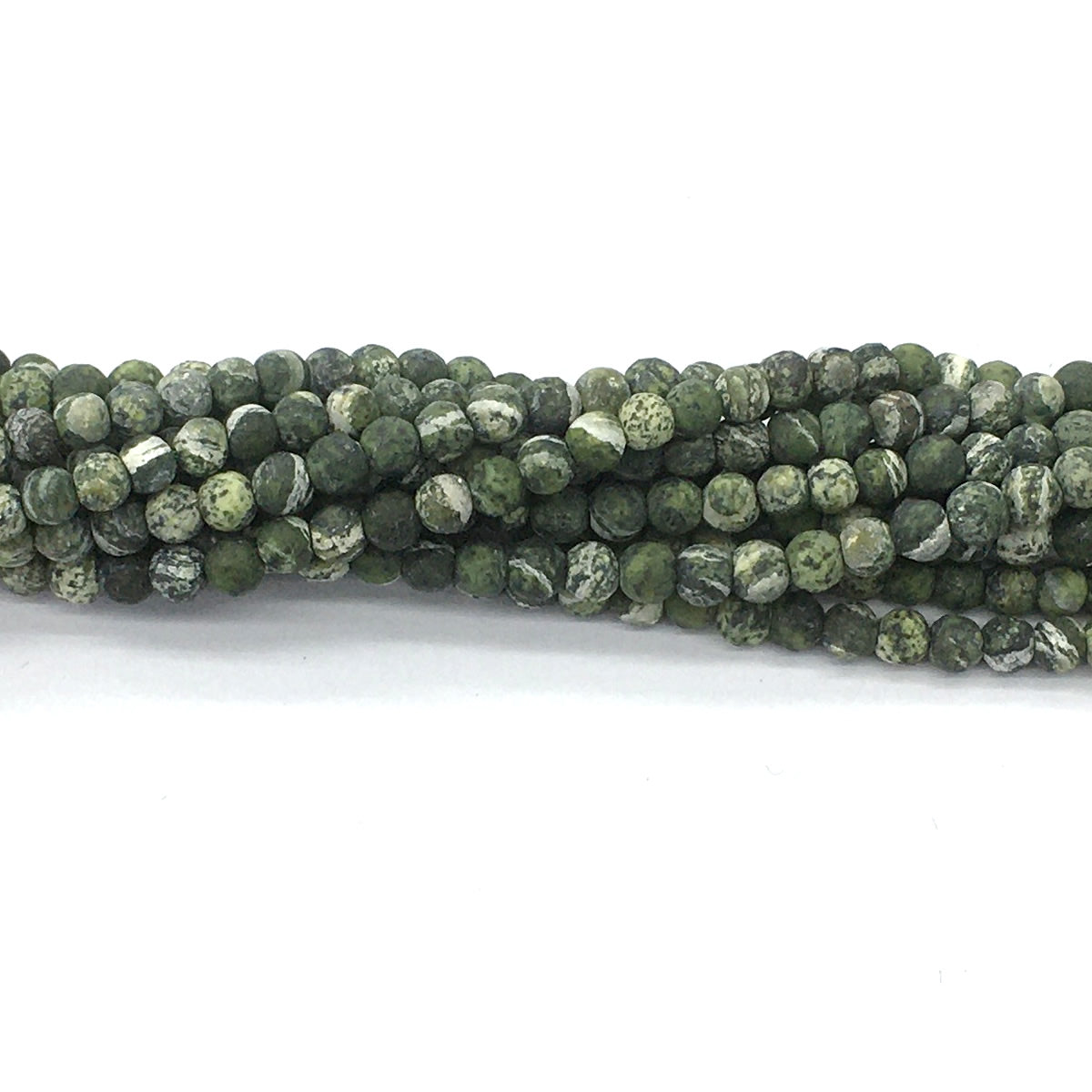 CJP458 Green Zebra Jasper Beads Matte Round 4mm 15.5" Strand