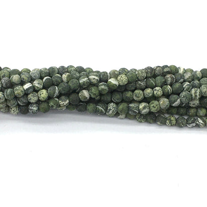 CJP458 Green Zebra Jasper Beads Matte Round 4mm 15.5" Strand