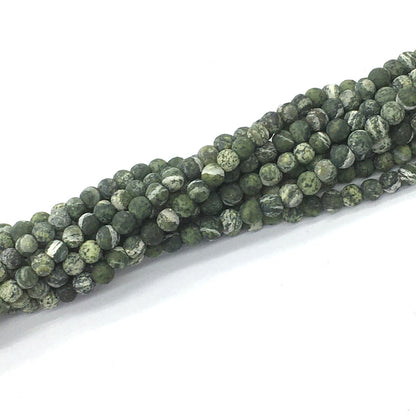 CJP458 Green Zebra Jasper Beads Matte Round 4mm 15.5" Strand