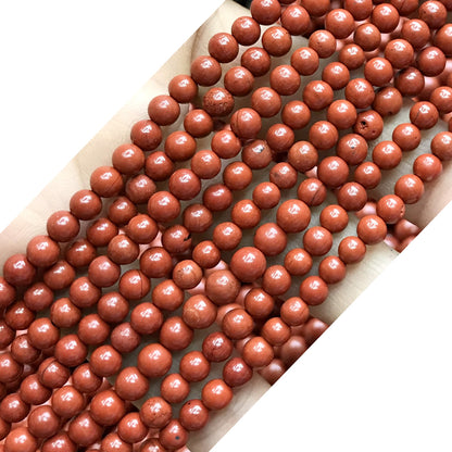 CJP465 Red Jasper Beads Smooth Round 4mm 15" Strand