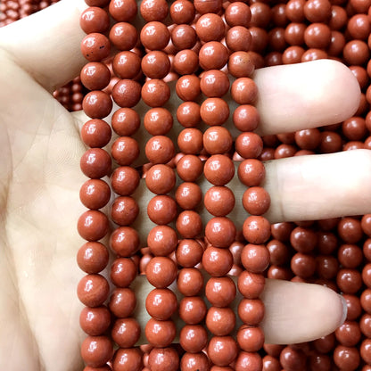 CJP466 Red Jasper Beads Smooth Round 6mm 15" Strand