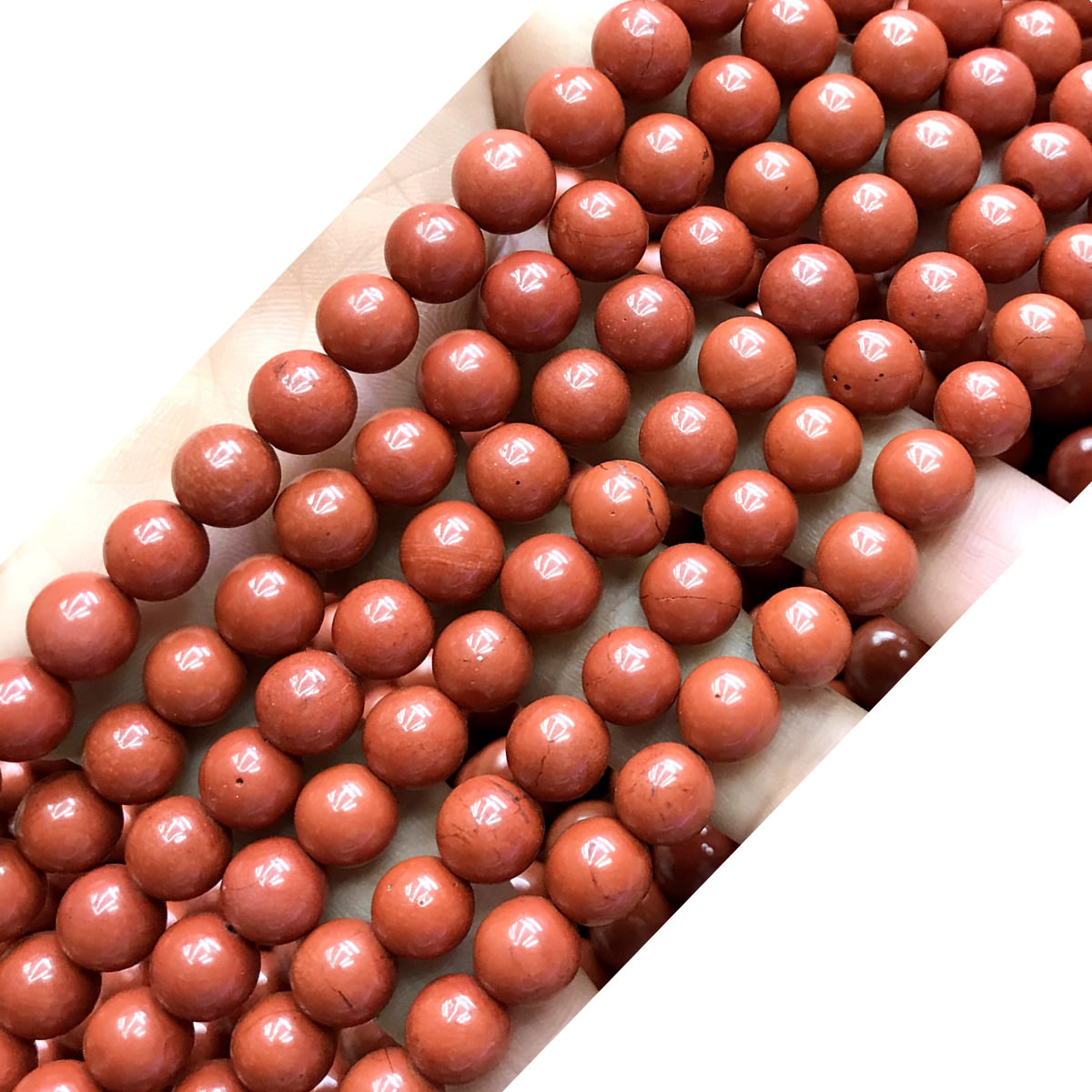 CJP467 Red Jasper Beads Smooth Round 8mm 15" Strand