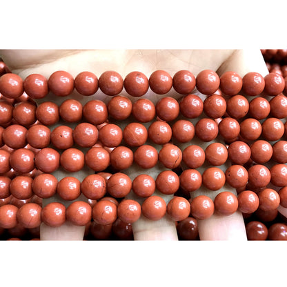 CJP467 Red Jasper Beads Smooth Round 8mm 15" Strand