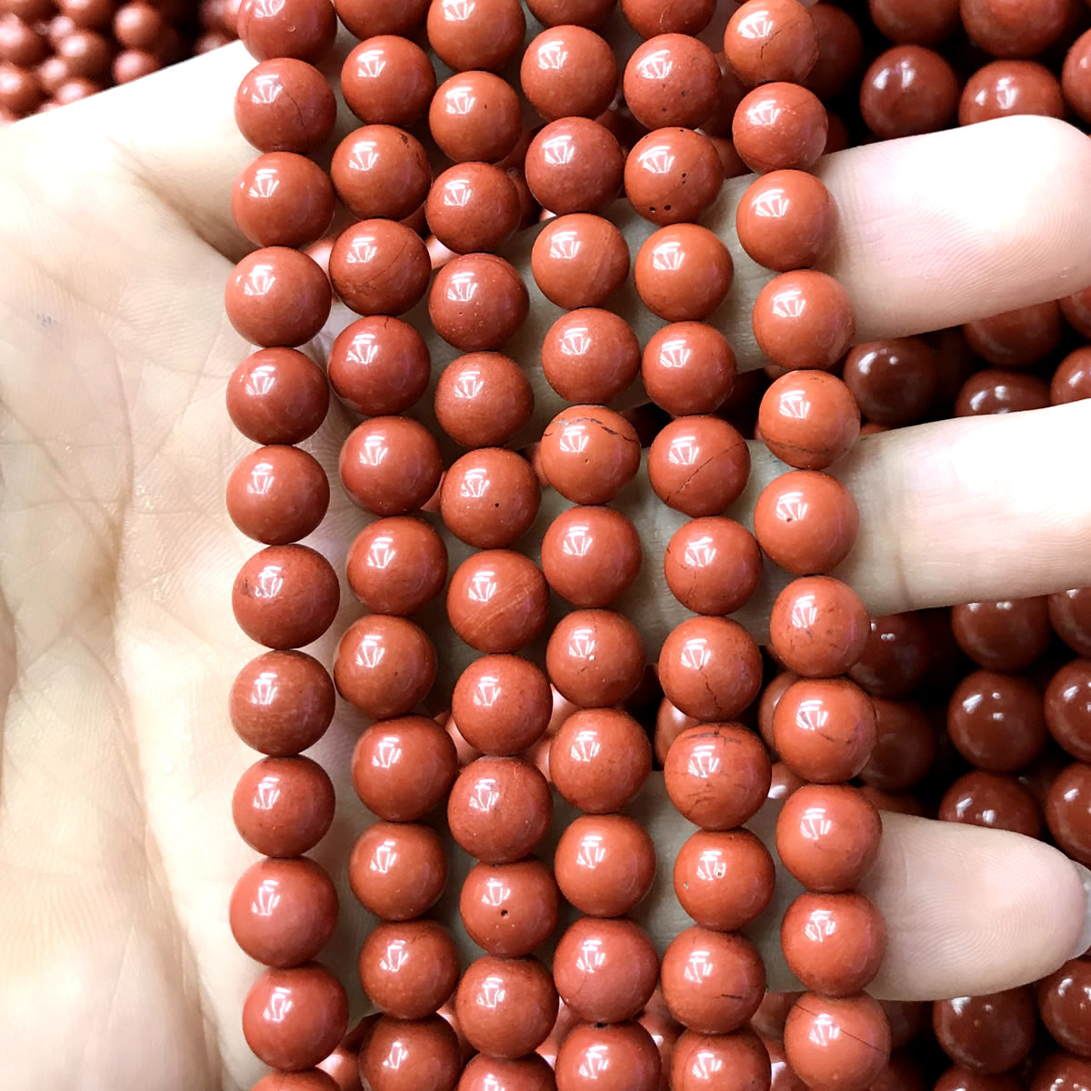 CJP467 Red Jasper Beads Smooth Round 8mm 15" Strand