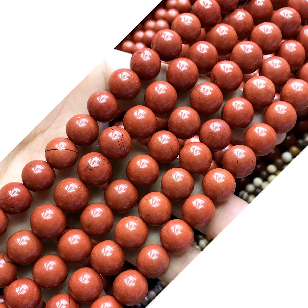 CJP468 Red Jasper Beads Smooth Round 10mm 15" Strand