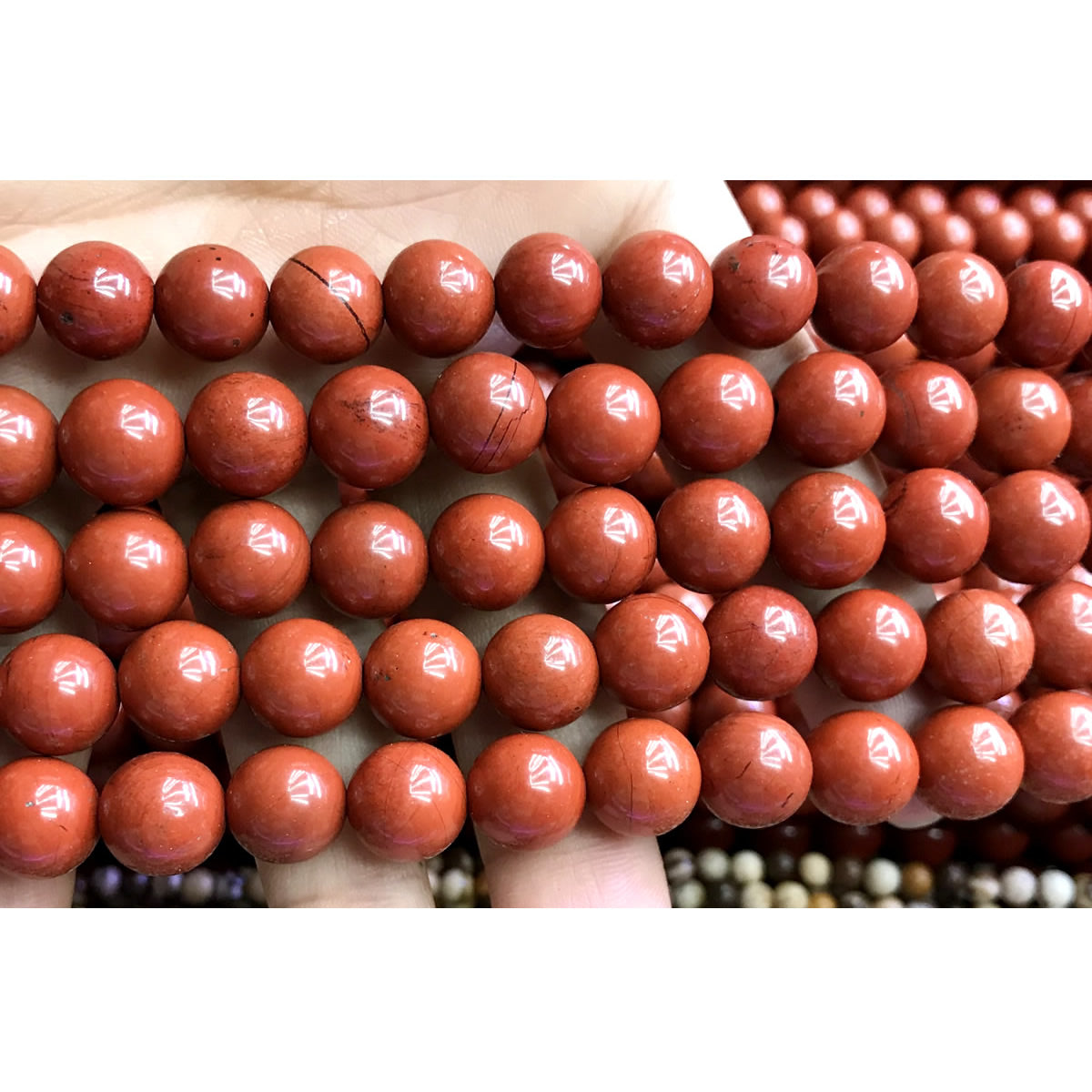 CJP469 Red Jasper Beads Smooth Round 12mm 15" Strand