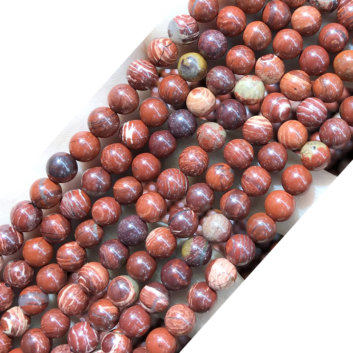 CJP473 Brecciated Jasper Beads Smooth Round 6mm 15" Strand