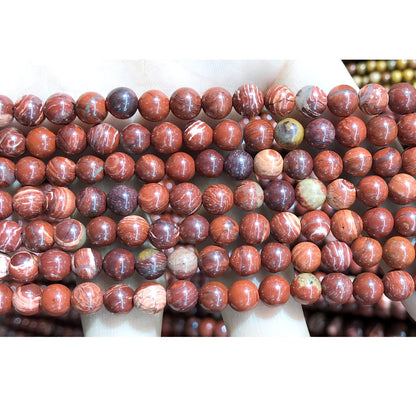 CJP473 Brecciated Jasper Beads Smooth Round 6mm 15" Strand