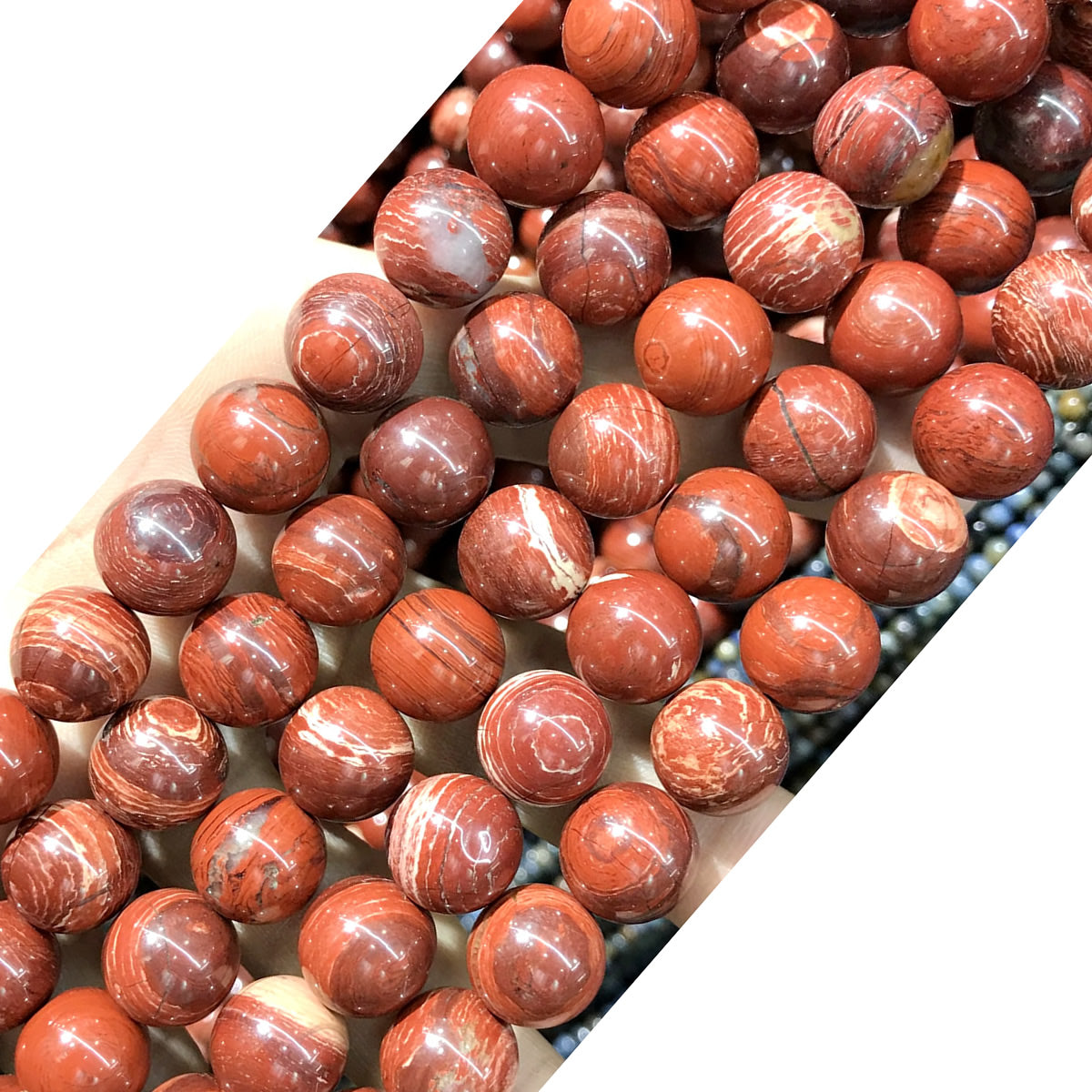 CJP476 Brecciated Jasper Beads Smooth Round 12mm 15" Strand