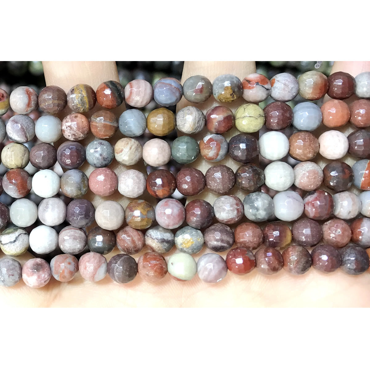 CJP481 Fantasy Jasper Beads Faceted Round 6mm 15" Strand