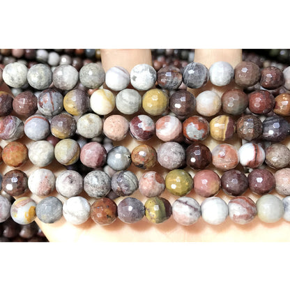 CJP482 Fantasy Jasper Beads Faceted Round 8mm 15" Strand