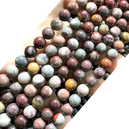 CJP489 Fantasy Jasper Beads Smooth Round 8mm 15" Strand