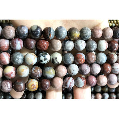 CJP490 Fantasy Jasper Beads Smooth Round 10mm 15" Strand