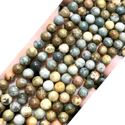 CJP496 Rocky Butte Picture Jasper Beads Smooth Round 6mm 15" Strand