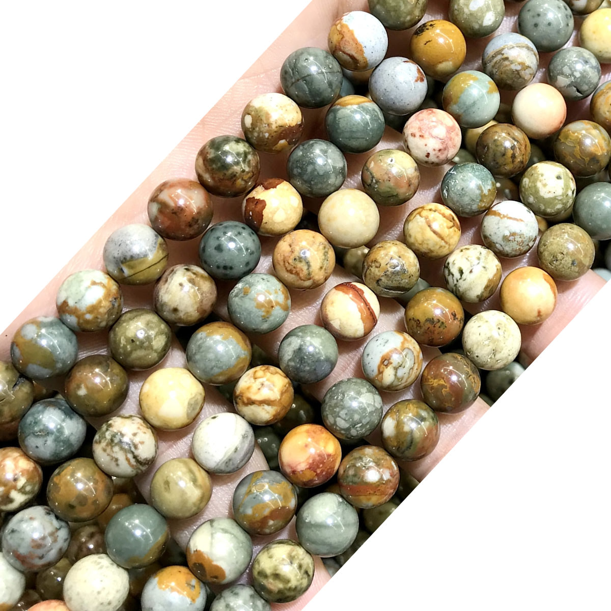 CJP498 Rocky Butte Picture Jasper Beads Smooth Round 10mm 15" Strand