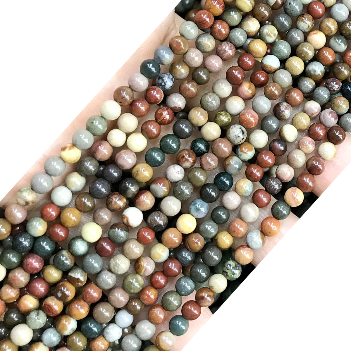 CJP511 Polychrome Jasper Beads Smooth Round 4mm 15" Strand