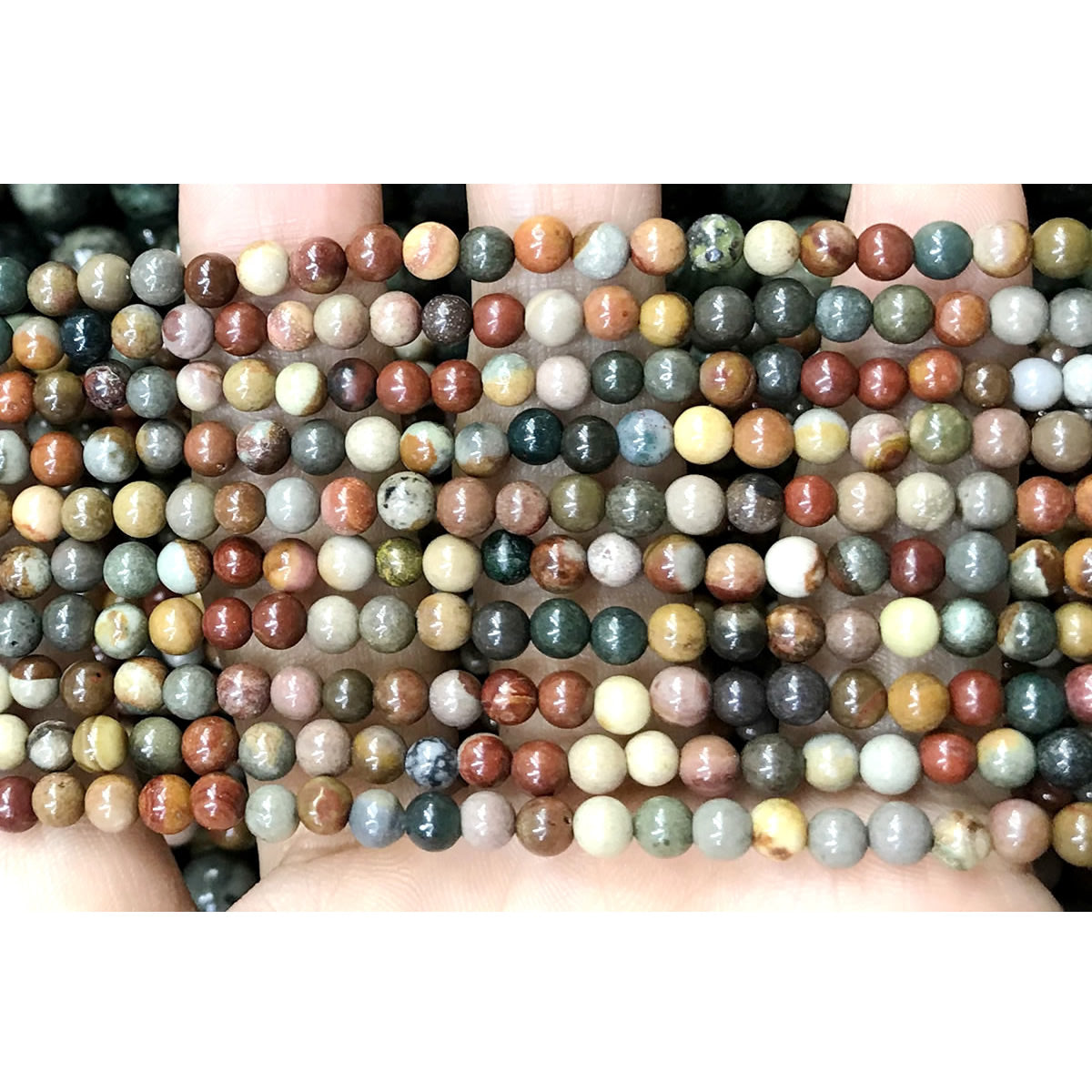 CJP511 Polychrome Jasper Beads Smooth Round 4mm 15" Strand